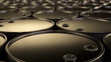 Barrels of oil and toxic combustible poisoning next to each other. Environmental pollution. 3d animation of seamless loop. High quality 4k footage