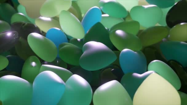 Love Concept Lots Green Blue Stones Shape Heart Neon Heart — Αρχείο Βίντεο