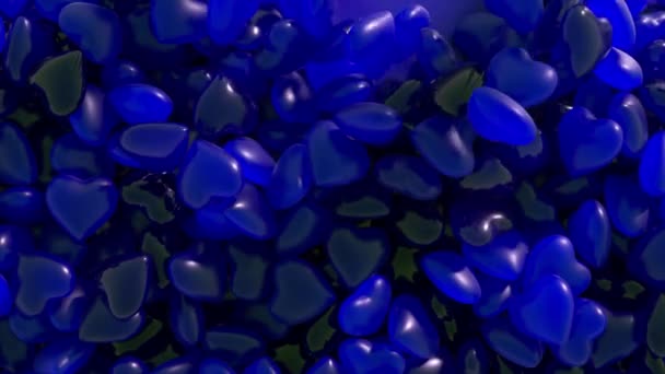 Valentines Day Blue Neon Heart Jumps Out Pile Dark Blue — Stock videók