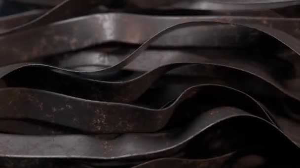 Abstract Concept Many Brown Leather Belts Move Slowly Quickly Waves — Stockvideo