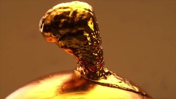 Abstract Concept Gold Brain Melts Spreads Gold Sphere Animation Seamless — Stockvideo