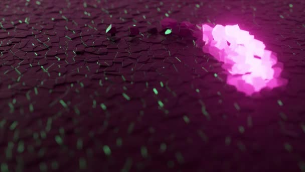 Parlak Canlı Bir Nesne Fayansın Altında Daireler Çiziyor Pembe Neon — Stok video