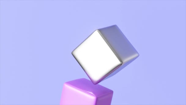 Абстрактное Понятие Маленькие Кубические Подушки Стекаются Центр Прилипают Друг Другу — стоковое видео