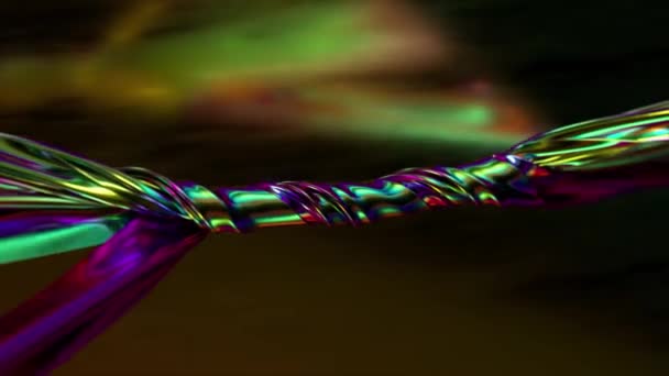 Ribbons Metallic Rainbow Color Tightly Twisted Together Abstract Background Binding — Stok video