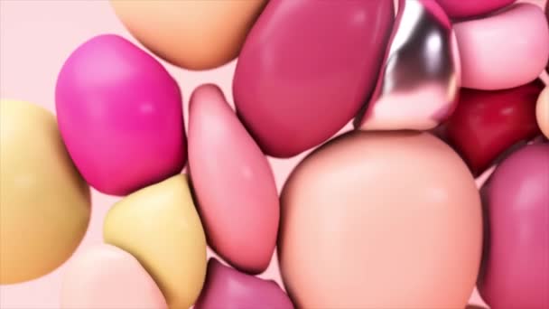 Abstract Background Dynamic Spheres Rendering Soft Pink Beige Metallic Balls — Stockvideo
