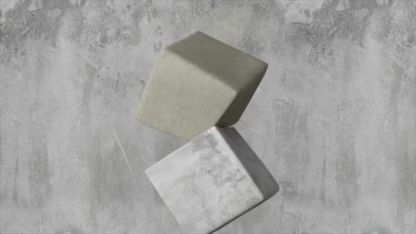 Abstract Concept Soft Gray Cubes Fly Background Concrete Wall Cubes — Vídeos de Stock