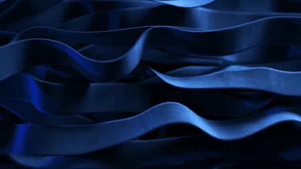 Vibrant Blue Silk Ribbons Move Undulating Motions Fast Slow Mesmerizing — ストック動画