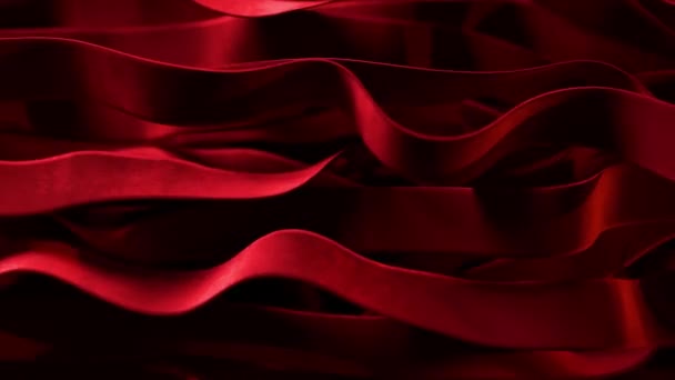 Vibrant Red Silk Ribbons Move Undulating Motions Fast Slow Mesmerizing — Stock videók