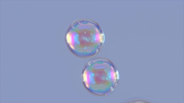 Transparent Soap Bubbles Fly Gather Together Bubble Rainbow Lather Lots — Stockvideo