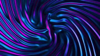 Liquid metallic blue surface swirls in the center. Creases and ripples on a glossy surface. Abstract background. High quality 4k footage
