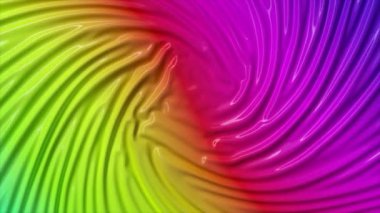 Iridescent liquid surface swirls in the center. Creases and ripples on a glossy surface. Rainbow abstract background. High quality 4k footage