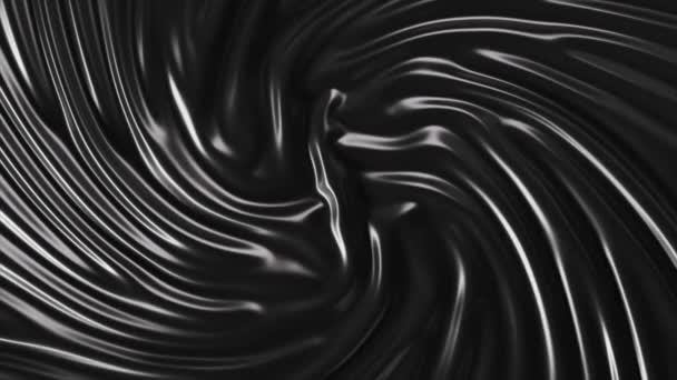 Smooth Satin Black Fabric Twists Middle Silk Creases Fabric Drapery — Vídeos de Stock