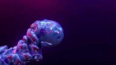  A ball of paint flies, leaving behind a trail of liquid colored waves and splashes. A seething stream of thick paint. Blue neon color. High quality 4k footage