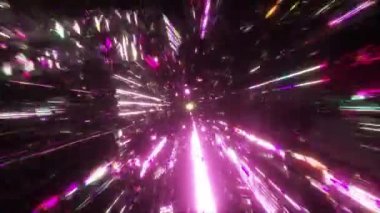 Abstract data tunnel. Concept of big data, machine learning, artificial intelligence, virtual reality, high speed network. Pink neon light. High quality 4k footage