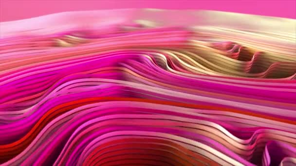 Beautiful Pink Fabric Moves Wind Wave Movements Horizontal Folds Fabric — Video Stock