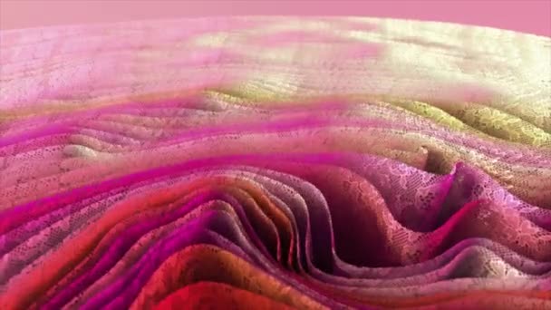 Conceito Abstrato Textura Tecido Roxo Rosa Rendado Para Fundo Ondas — Vídeo de Stock