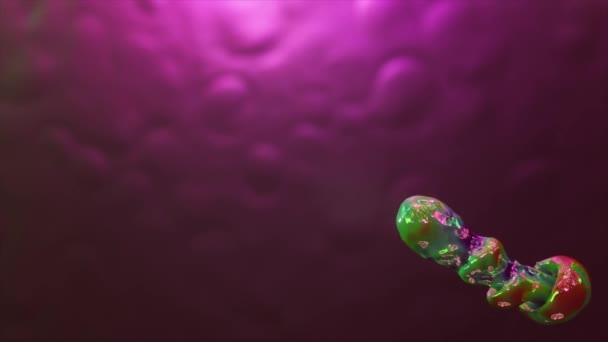 摘要概念 光滑的有色物质以球的形式运动 并留下一些油漆痕迹 绿色紫色 高质量的4K镜头 — 图库视频影像
