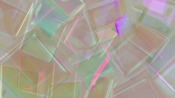 Transparent Soft Rainbow Cubes Flock Center Stick Each Other Bubble — 图库照片