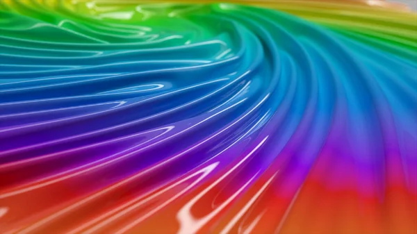 Iridescent Liquid Surface Swirls Center Creases Ripples Glossy Surface Rainbow — Fotografia de Stock