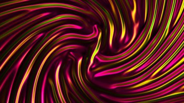 Liquid metallic pink gold surface swirls in the center. Creases and ripples on a glossy surface. Abstract background. High quality 3d illustration