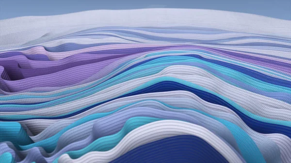Multi Colored Ribbons Sway Wave Movements Fabric Folds Blue White — Fotografia de Stock