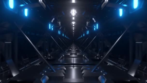 Concepto Abstracto Fondo Futurista Túnel Oscuro Vacío Ciencia Ficción Luz — Vídeos de Stock
