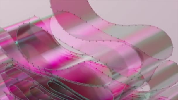 Bande Transparente Est Pliée Couches Couleur Rose Verte Surface Brillante — Video