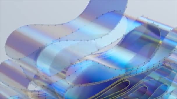 Şeffaf Plastik Bant Katmanlar Halinde Katlanmış Bir Yığın Kurdele Mavi — Stok video