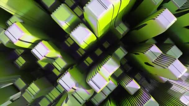 Vista Dall Alto Forme Rettangolari Colore Bianco Verde Primo Piano — Video Stock