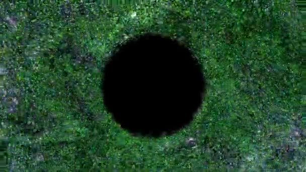 Concept Abstrait Les Particules Vertes Déplacent Hasard Autour Trou Noir — Video
