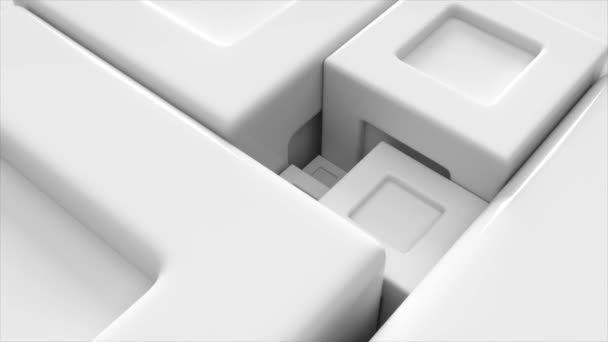 Белые Квадратные Куски Мозаики Поднимаются Вверх Геометрические Фигуры Гладкая Поверхность — стоковое видео
