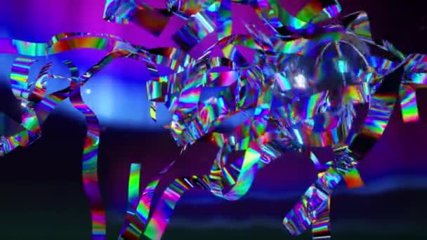 Abstraktní Koncept Basketbal Proletí Lesklými Diamantovými Stuhami Zpomal Animace Neonově — Stock video