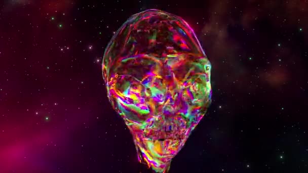 钻石变成了外星人的头颅空间抽象背景 粉红色的霓虹灯色 3D动画无缝循环 高质量的4K镜头 — 图库视频影像