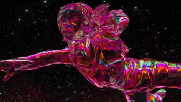 Absztrakt Űrkoncepció Rózsaszín Neon Szín Gyémánt Űrhajós Csillagos Hátterében Lebeg — Stock videók