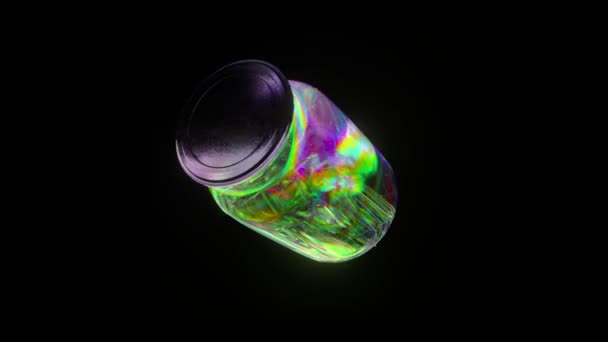 一只聪明的蜘蛛在透明的罐子里奔跑 绿色艳丽的绿色 3D动画无缝循环 高质量的4K镜头 — 图库视频影像