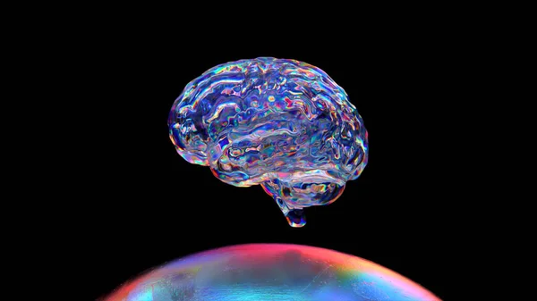 Εγκέφαλος Του Διαμαντιού Ρέει Στην Επιφάνεια Της Περιστρεφόμενης Μπάλας Μπλε — Φωτογραφία Αρχείου