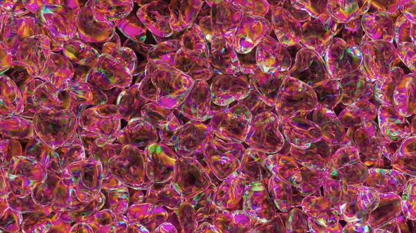 Liefdesconcept Veel Roze Diamanten Hartjes Regenboog Neon Kleur Valentijnsdag Illustratie — Stockfoto