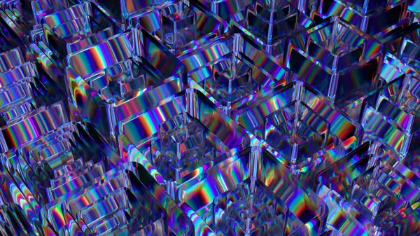 Abstract Concept Vierkante Diamantbuizen Groeien Uit Het Blauwe Diamantoppervlak Vorm — Stockfoto