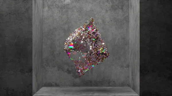 Conceito Abstrato Losango Cristal Gira Partículas Diamante São Atraídas Para — Fotografia de Stock