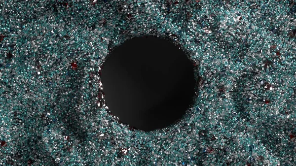 Concepto Abstracto Agujero Negro Rodeado Pequeñas Partículas Grises Cámara Lenta —  Fotos de Stock
