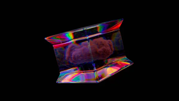Серые Облака Внутри Вращающейся Стеклянной Коробки Черный Изолированный Фон Прозрачный — стоковое фото