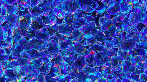 Liefdesconcept Veel Blauwe Diamanten Harten Regenboog Neon Kleur Valentijnsdag Illustratie — Stockfoto