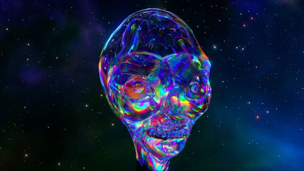 Der Diamant Verwandelt Sich Den Kopf Eines Aliens Raum Abstrakten — Stockfoto