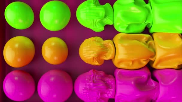 Abstrakcyjna Koncepcja Balony Farby Spuszczają Powietrze Pompują Wielkie Bąbelki Zielony — Wideo stockowe
