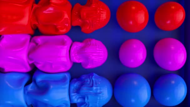 Soyut Kavram Boya Balonları Söner Şişer Büyük Kabarcıklar Kırmızı Mor — Stok video