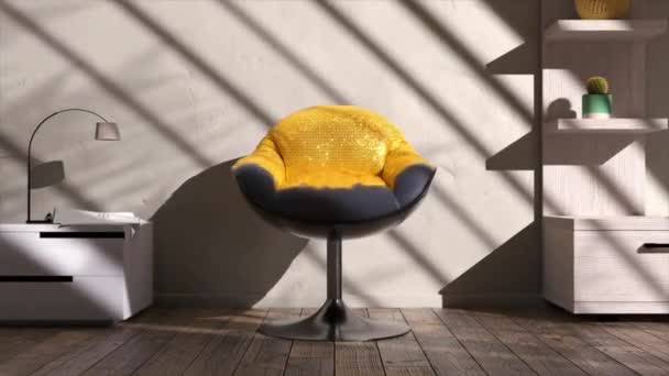 Concepto Abstracto Silla Oficina Infla Convierte Oro Muebles Interior Sombra — Vídeo de stock