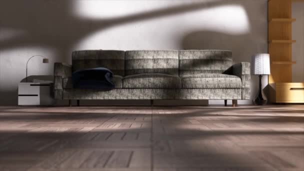 Der Graue Stoff Auf Dem Sofa Verwandelt Sich Eine Flüssige — Stockvideo