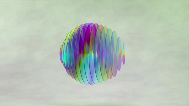 Abstract Concept Flat Transparent Disks Form Sphere Wave Changes Color — Stock Video