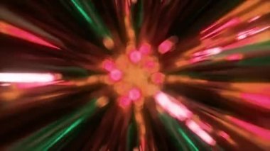 Dijital veri iletimi kavramı. Kırmızı yeşil neon ışınları. Grafiksel olarak hızlı aktarım görüşü oluşturuluyor. Görüntü. Kusursuz döngünün 3 boyutlu animasyonu. Yüksek kalite 4k görüntü