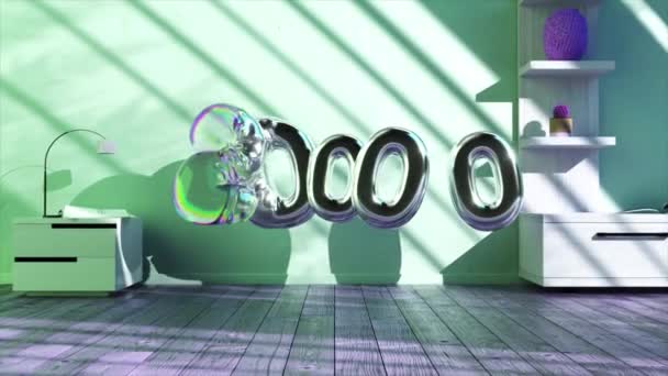 Conceito Abstrato Balões Números Prata Inflar Transformar Transparente Luz Arco — Vídeo de Stock